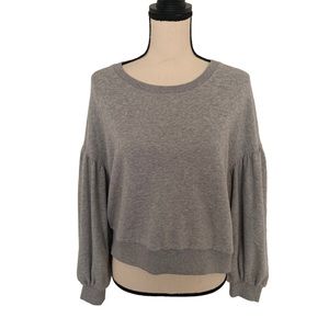 K/ Lab gray crew neck sweatshirt with balloon sleeves size L